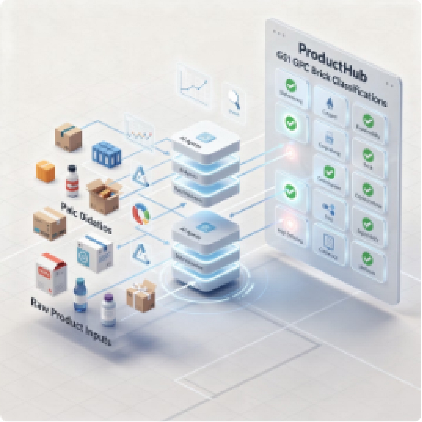 Illustration of specialised agents enriching product context.